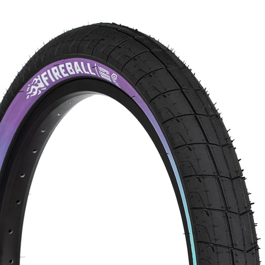 Eclat Fireball Tire 20 x 2.3 TPI 60 PSI 100 Clincher Wire Purple/Teal Fade BMX