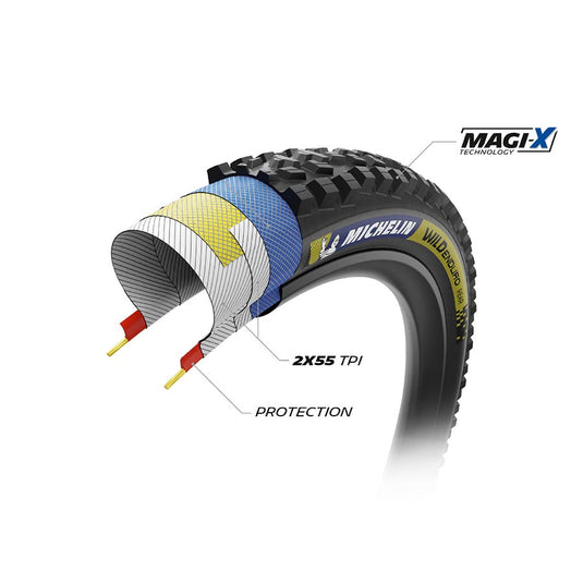 Michelin WILD ENDURO REAR RACING LINE DK, Mountain Tire, 29''x2.40, Folding, Tubeless Ready, MAGI-X, Black