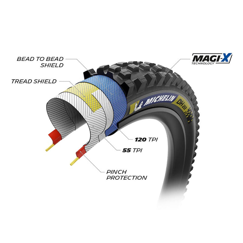 Load image into Gallery viewer, Michelin DH22 Mountain Tire 27.5&#39;&#39;x2.40, Folding, Tubeless Ready, MAGI-X, Black
