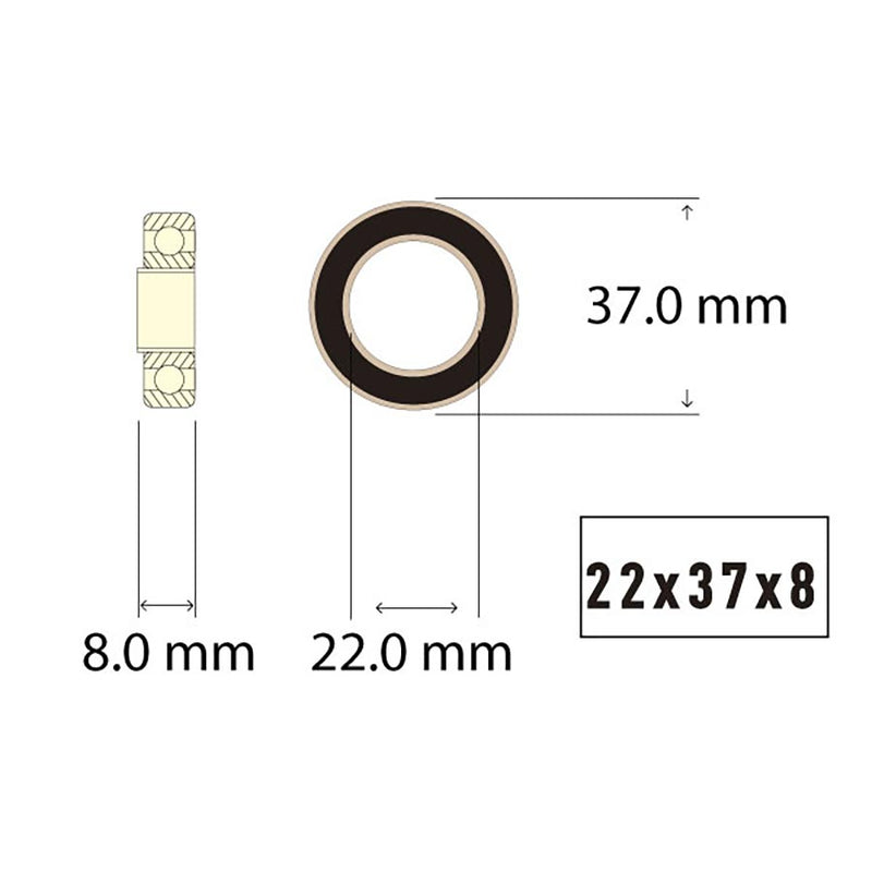 Load image into Gallery viewer, Wheels Manufacturing Sealed Bearings ABEC 3, Sealed Cartridge Bearing, MR 22378, 22x37x8mm, Steel
