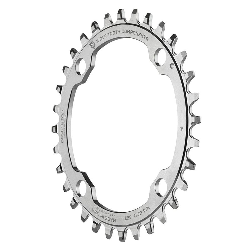 Load image into Gallery viewer, Wolf Tooth Drop Stop A Chainring 32t 104 BCD 9/10/11/12-Spd 88g Stainless Steel
