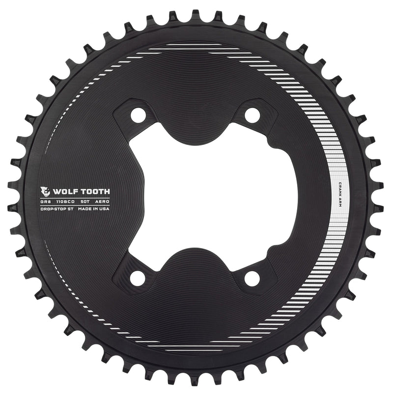 Load image into Gallery viewer, Wolf Tooth Aero 110 Asymmetric BCD Chainring - 52t, 110 Asymmetric BCD, 4-Bolt, Drop-Stop ST, For Shimano GRX 800
