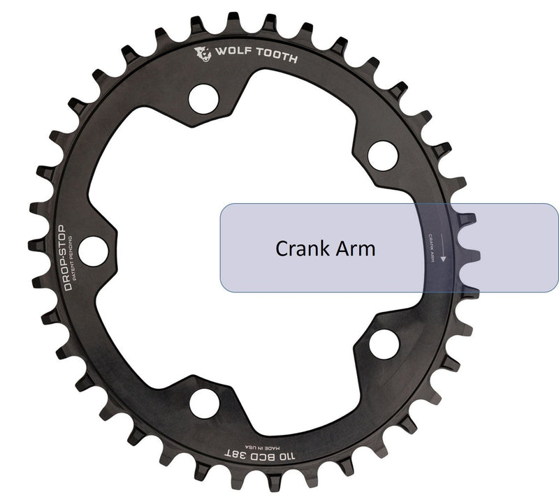 Load image into Gallery viewer, Wolf Tooth Elliptical Chainring 38t 110 BCD 5-Bolt 10/11/12-Spd Eagle Compatible
