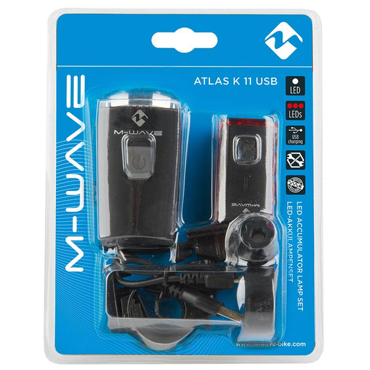 M-Wave Atlas K 11 USB Light Set, Black