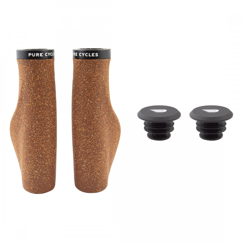 Load image into Gallery viewer, Pure Cycles Locking Cork Grip Set Single Lock On Cork 128mm
