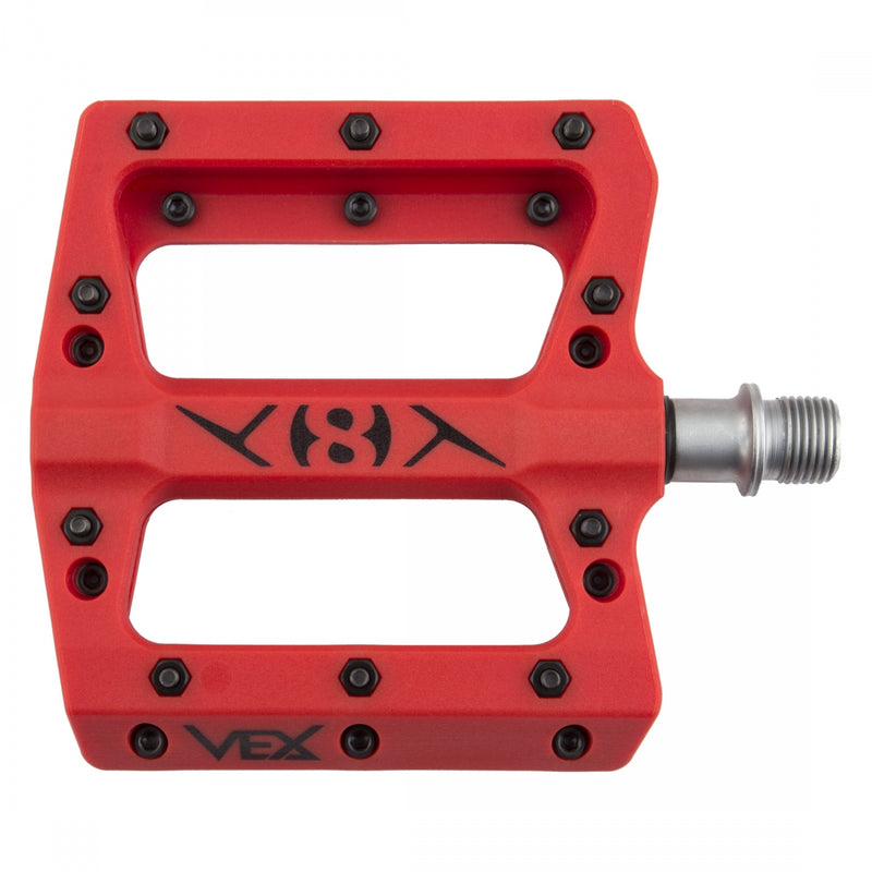 Load image into Gallery viewer, Origin8 Vex Platform Pedals 9/16&quot; Concave Composite Body Replaceable Pins Red
