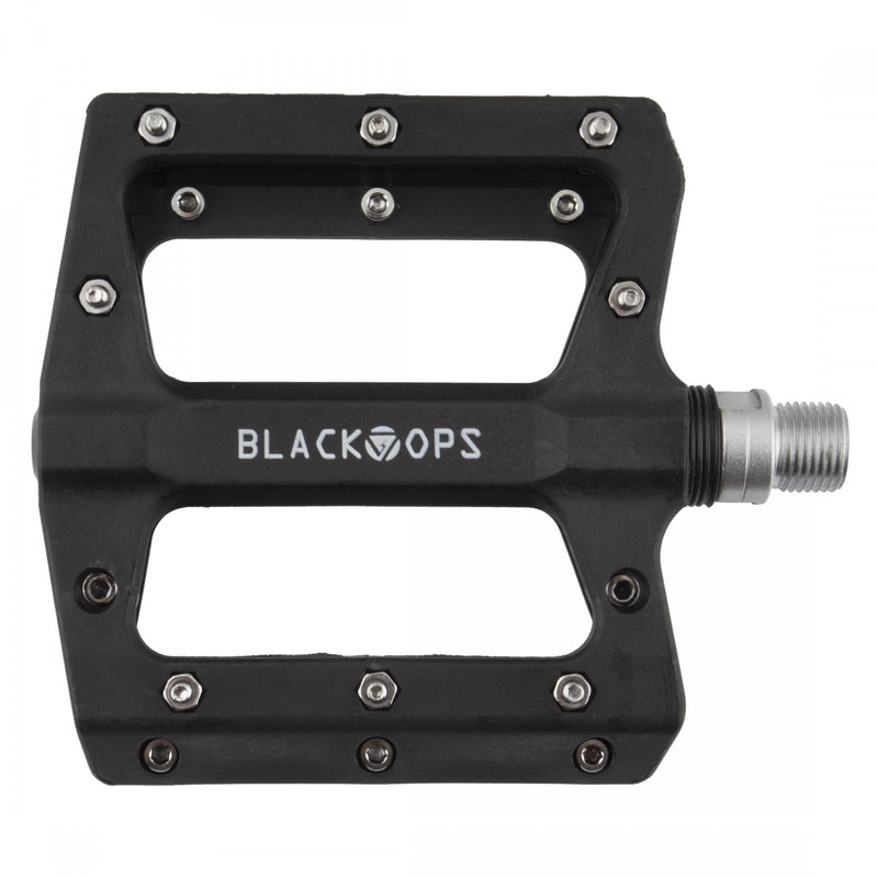 Load image into Gallery viewer, Black Ops Nylo-Pro II Pedals 9/16&quot; Chromoly Axle Nylon Body Removable Pins Black
