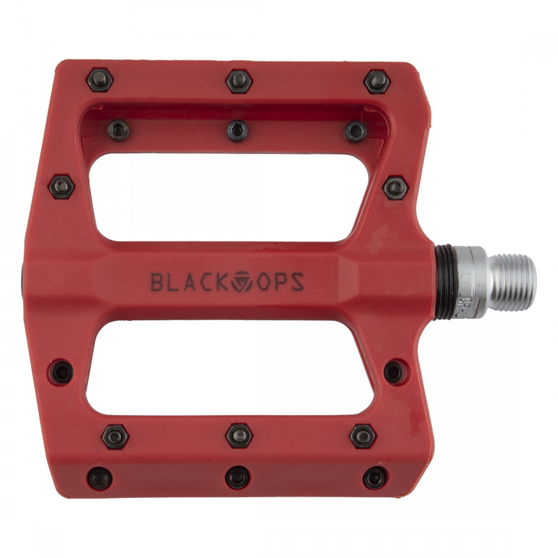 Load image into Gallery viewer, Black Ops Nylo-Pro II Pedals 9/16&quot; Chromoly Axle Nylon Body Removable Pins Red
