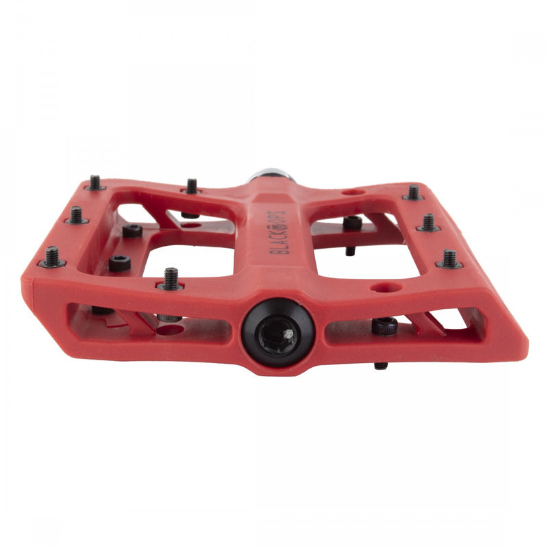 Load image into Gallery viewer, Black Ops Nylo-Pro II Pedals 9/16&quot; Chromoly Axle Nylon Body Removable Pins Red
