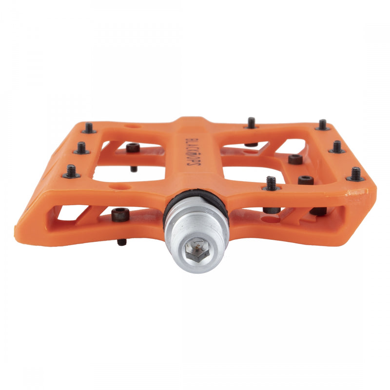 Load image into Gallery viewer, Black Ops Nylo-Pro II Pedals 9/16&quot; Chromoly Axle Nylon 20 Removable Pins Orange
