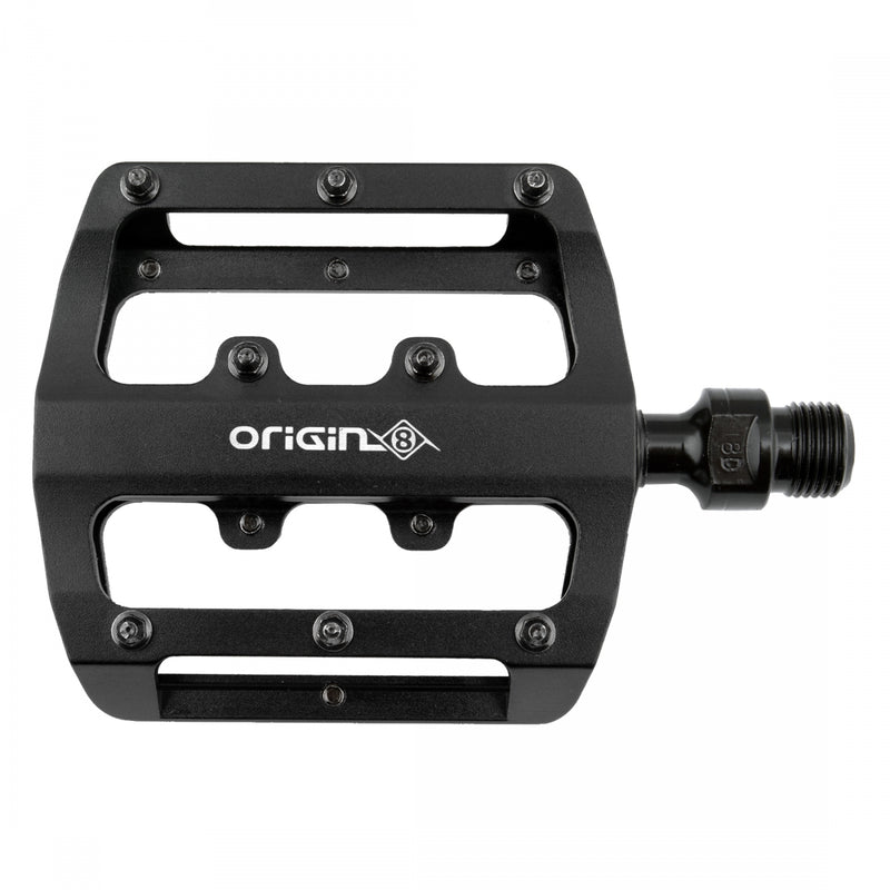 Load image into Gallery viewer, Origin8 Rascal XS Platform Pedals 9/16&quot; Concave Alloy Body Removable Pins Black
