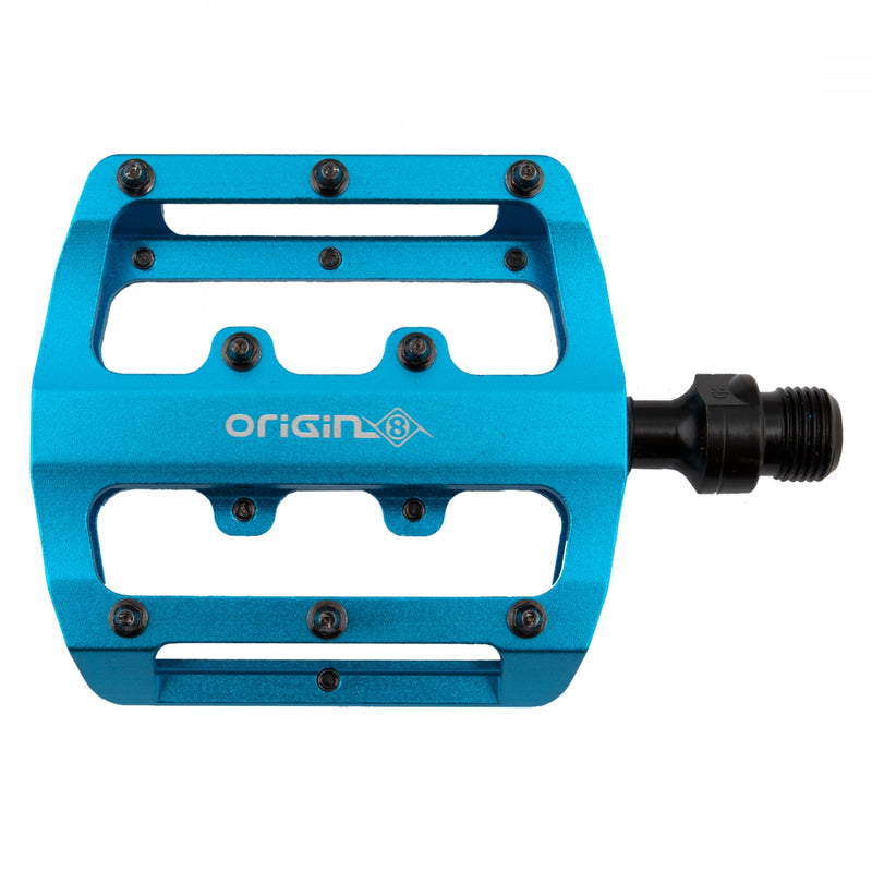 Load image into Gallery viewer, Origin8 Rascal XS Platform Pedals 9/16&quot; Concave Alloy Body Removable Pins Blue
