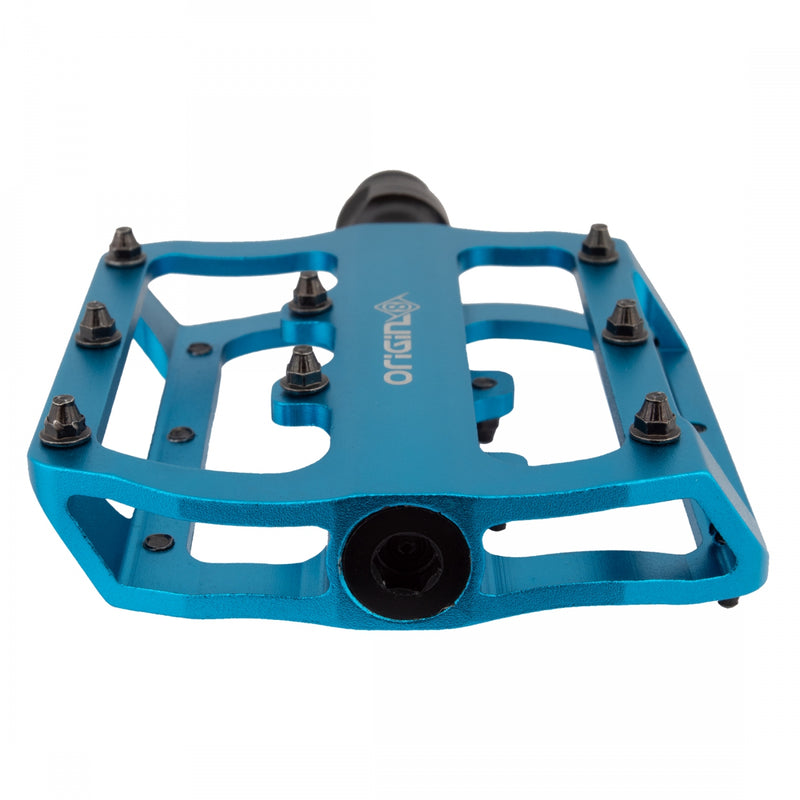 Load image into Gallery viewer, Origin8 Rascal XS Platform Pedals 9/16&quot; Concave Alloy Body Removable Pins Blue
