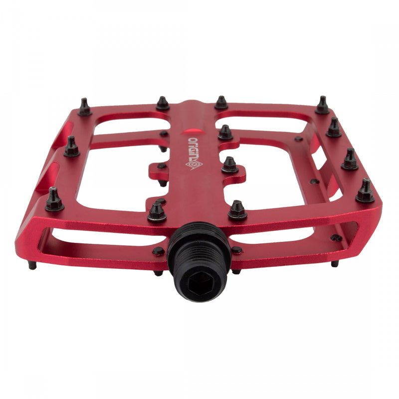 Load image into Gallery viewer, Origin8 Rascal XL Platform Pedals 9/16&quot; Concave Aluminum Body Removable Pins Red
