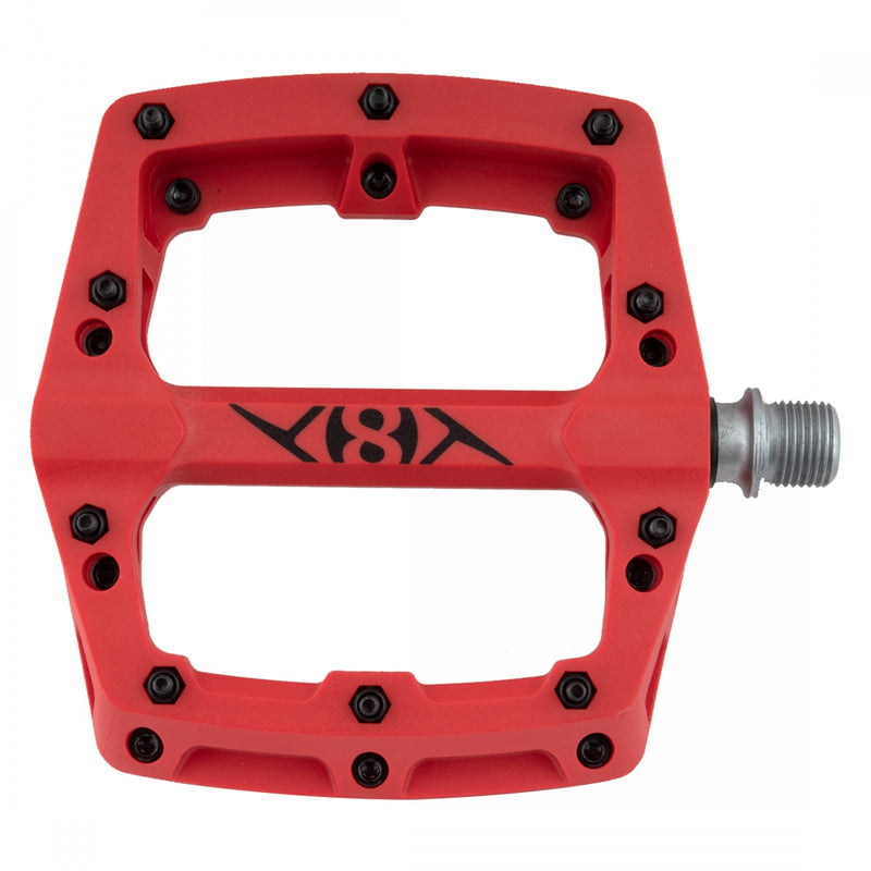 Load image into Gallery viewer, Origin8 Retox Platform Pedals 9/16&quot; Concave Composite Body Removable Pins Red
