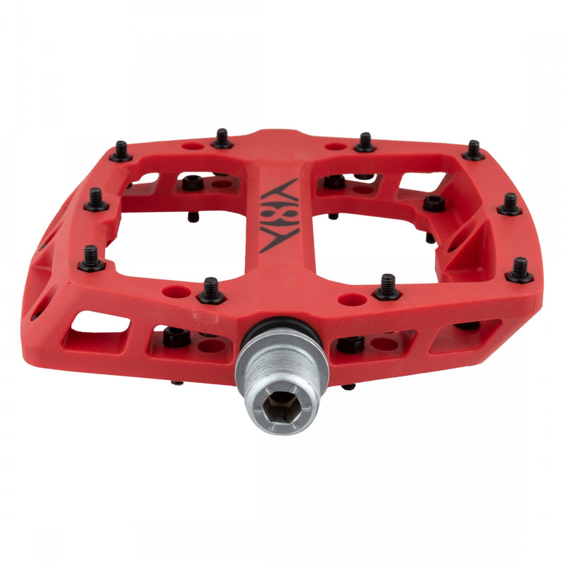 Load image into Gallery viewer, Origin8 Retox Platform Pedals 9/16&quot; Concave Composite Body Removable Pins Red
