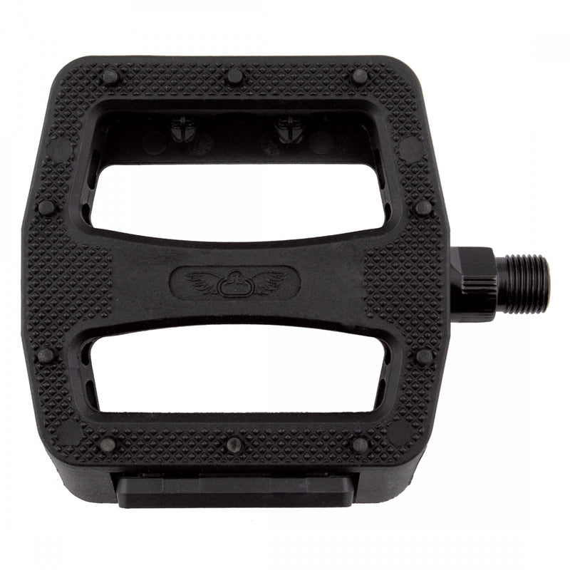 Load image into Gallery viewer, SE Bikes 12 O-Clock Platform Pedals 9/16&quot; Chomoly Axle Nylon Molded Pins Black
