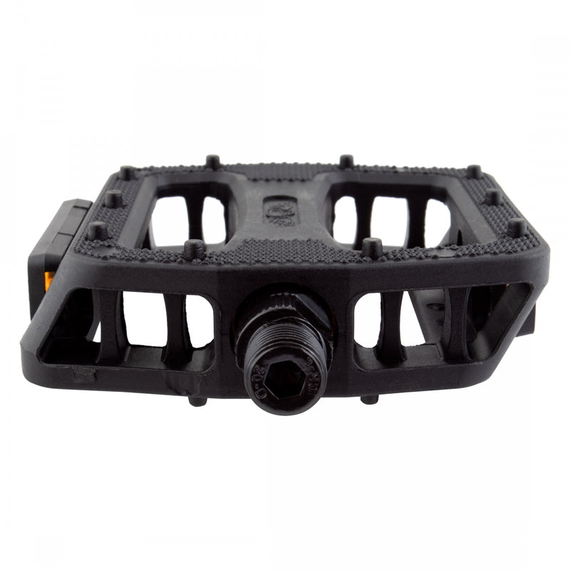 Load image into Gallery viewer, SE Bikes 12 O-Clock Platform Pedals 9/16&quot; Chomoly Axle Nylon Molded Pins Black
