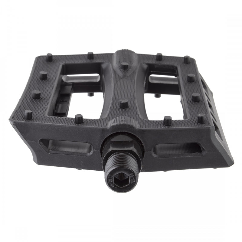 Load image into Gallery viewer, Black Ops Traction Platform Pedals 1/2&quot; Chromoly Spindle Nylon Molded Pins Black
