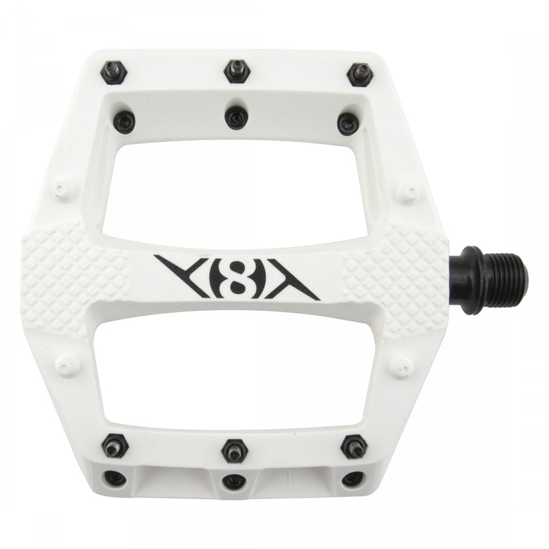 Load image into Gallery viewer, Origin8 Strapd Platform Pedal 9/16&quot; Chromoly Axle Concave Composite Body White
