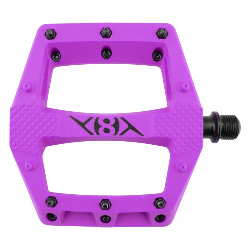 Load image into Gallery viewer, Origin8 Strapd Platform Pedal 9/16&quot; Chromoly Axle Concave Composite Body Purple
