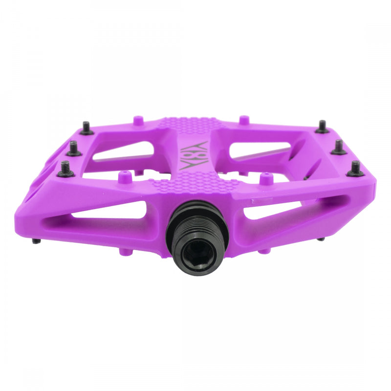 Load image into Gallery viewer, Origin8 Strapd Platform Pedal 9/16&quot; Chromoly Axle Concave Composite Body Purple
