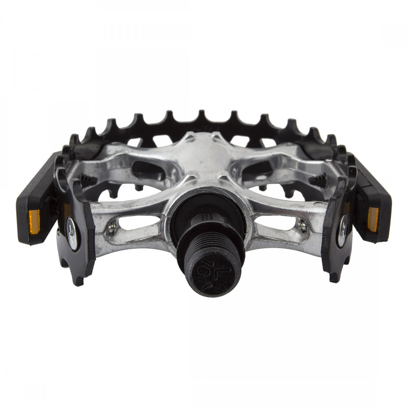 Load image into Gallery viewer, Black Ops 747 Bear Trap Caged Pedals 9/16&quot; Chromoly Spindle Aluminum Body Black
