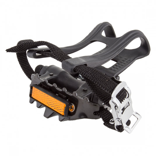 Sunlite-Low-Profile-Plastic-ATB-w-Toe-Clip-Flat-Platform-Pedals-Composite-Chromoly-Steel-PEDL0859-Bicycle-Pedals