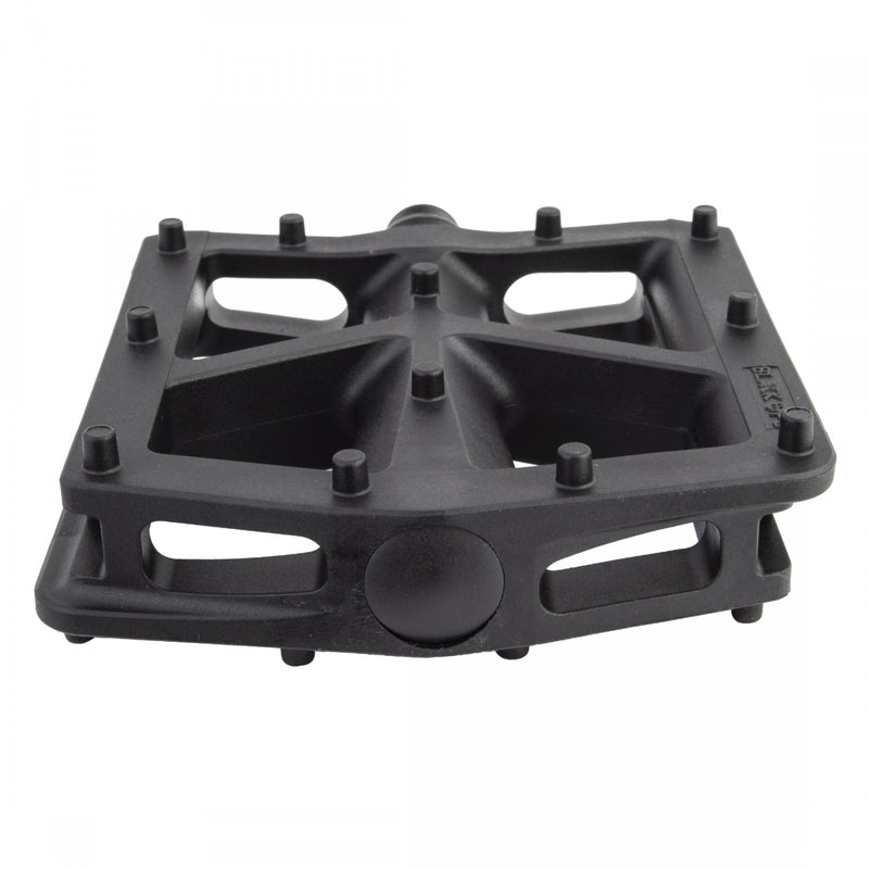 Load image into Gallery viewer, Black Ops T-Bar Pedals 9/16&quot; Chromoly Axle Nylon Fiber Body Molded Pins Black
