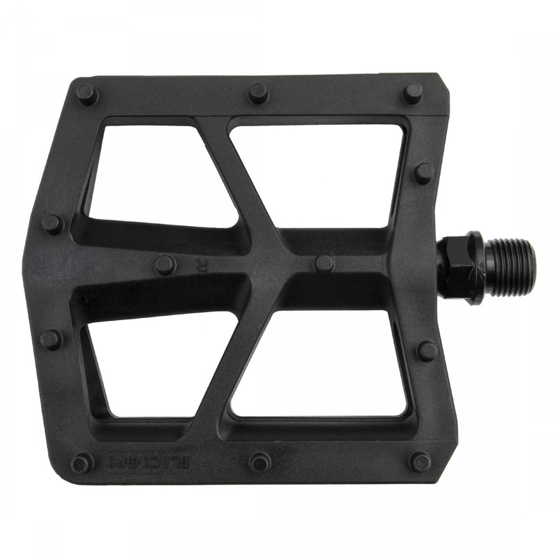 Load image into Gallery viewer, Black Ops T-Bar Pedals 9/16&quot; Chromoly Axle Nylon Fiber Body Molded Pins Black
