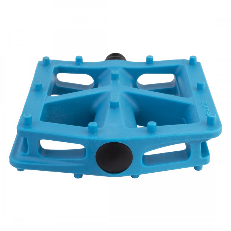 Load image into Gallery viewer, Black Ops T-Bar Pedals 9/16&quot; Chromoly Spindle Nylon Fiber Body Molded Pins Blue
