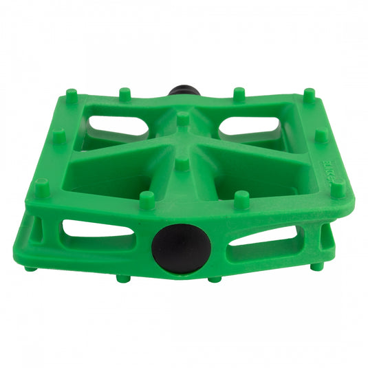 Black Ops T-Bar Pedals 9/16" Chromoly Axle Nylon Fiber Body Molded Pins Green