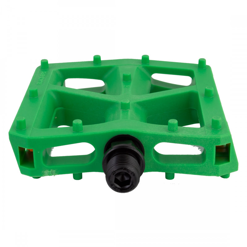 Load image into Gallery viewer, Black Ops T-Bar Pedals 9/16&quot; Chromoly Axle Nylon Fiber Body Molded Pins Green
