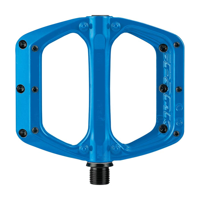 Load image into Gallery viewer, Spank Spoon DC Platform Pedals 9/16&quot; Concave Alloy Replaceable Pins Bright Blue
