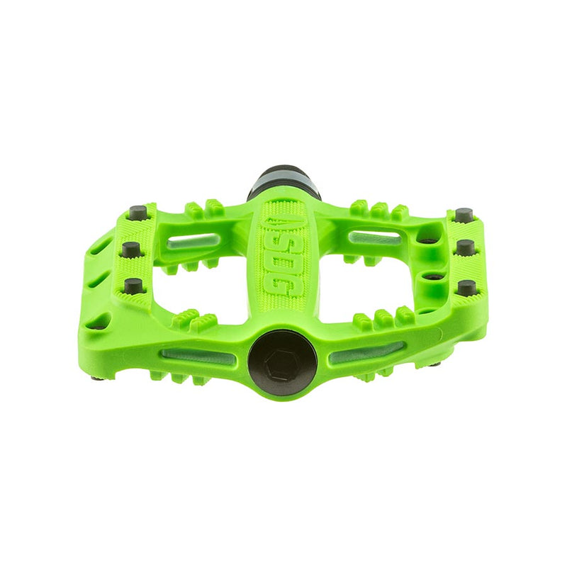 Load image into Gallery viewer, SDG Slater 90 Kids Platform Pedals 9/16&quot; Nylon Body Removable Pins Neon Green
