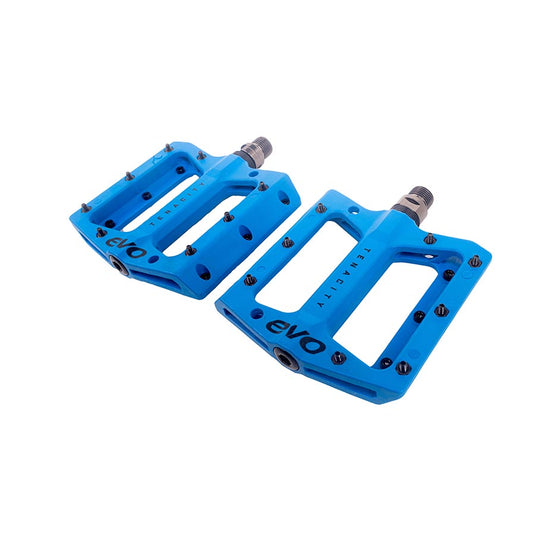 EVO Tenacity Platform Pedals, Body: Nylon, Spindle: Cr-Mo, 9/16'', Blue, Pair