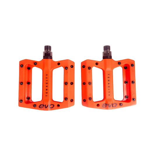 EVO Tenacity Platform Pedals, Body: Nylon, Spindle: Cr-Mo, 9/16'', Orange, Pair