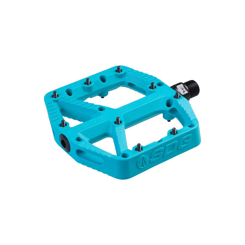 Load image into Gallery viewer, SDG Comp Platform Pedals 9/16&quot; Axle Composite Body 18 Removable Pins Turquoise
