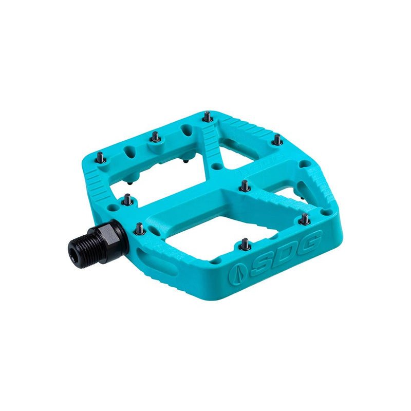 Load image into Gallery viewer, SDG Comp Platform Pedals 9/16&quot; Axle Composite Body 18 Removable Pins Turquoise
