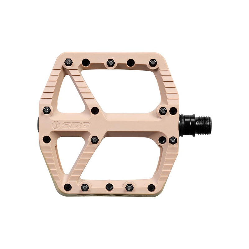 Load image into Gallery viewer, SDG Comp Platform Pedals 9/16&quot; Chromoly Axle Composite Body Removable Pins Tan
