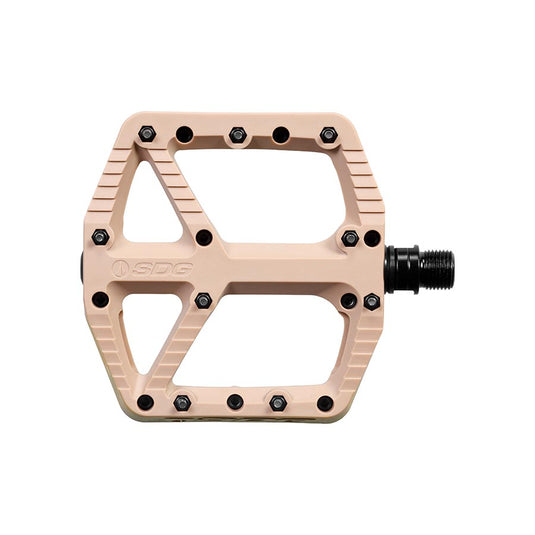 SDG Comp Platform Pedals 9/16" Chromoly Axle Composite Body Removable Pins Tan