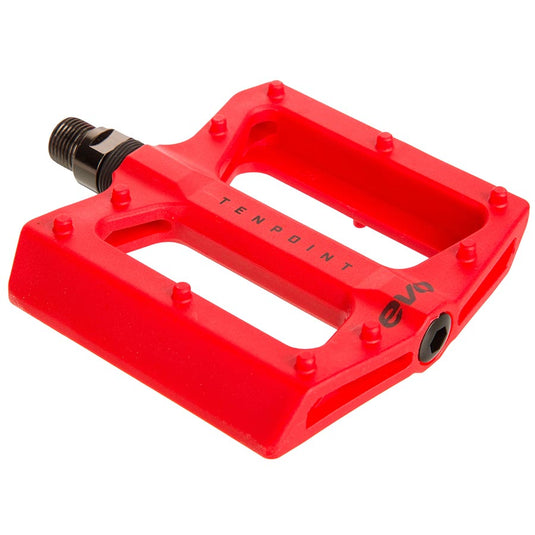 EVO Tenpoint Platform Pedals, Body: Nylon, Spindle: Cr-Mo, 9/16'', Red, Pair