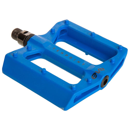 EVO Tenpoint Platform Pedals, Body: Nylon, Spindle: Cr-Mo, 9/16'', Blue, Pair