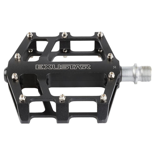 Exustar E-PB525 Platform Pedals, Body: Aluminum, Spindle: Cr-Mo, 9/16'', Black