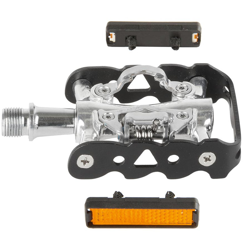 Load image into Gallery viewer, M-Wave Peasy Dual Sided Pedals, Body: Aluminum, Spindle: Cr-Mo, 9/16&#39;&#39;, Black
