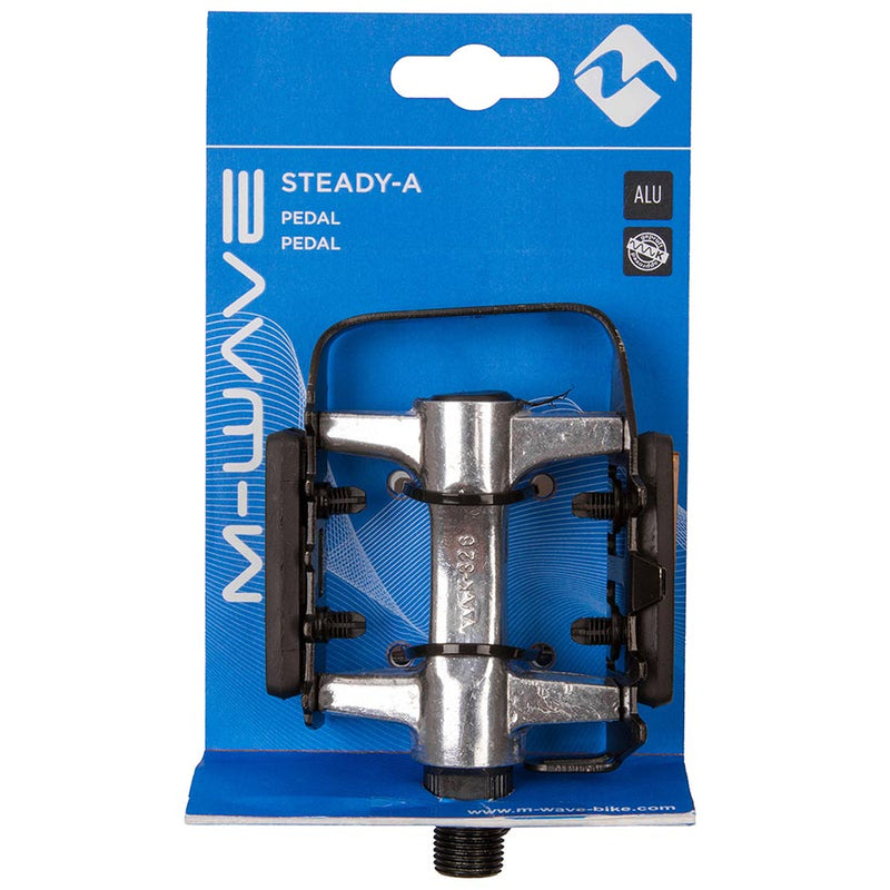 Load image into Gallery viewer, M-Wave Steady-A Platform Pedals, Body: Aluminum, Spindle: Steel, 9/16&#39;&#39;, Black
