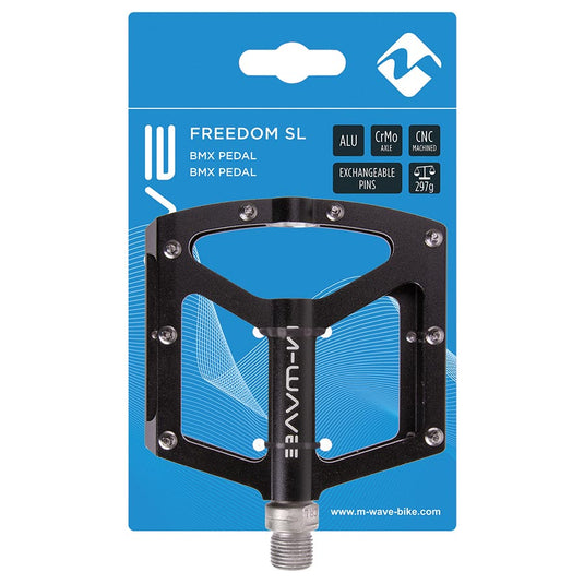 M-Wave Freedom SL Platform Pedals, Body: Aluminum, Spindle: Cr-Mo, 9/16'', Black