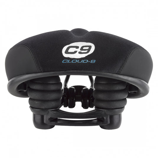 Cloud-9 Mens Bicycle Comfort Saddle - Black Lycra Cover Steel Rails