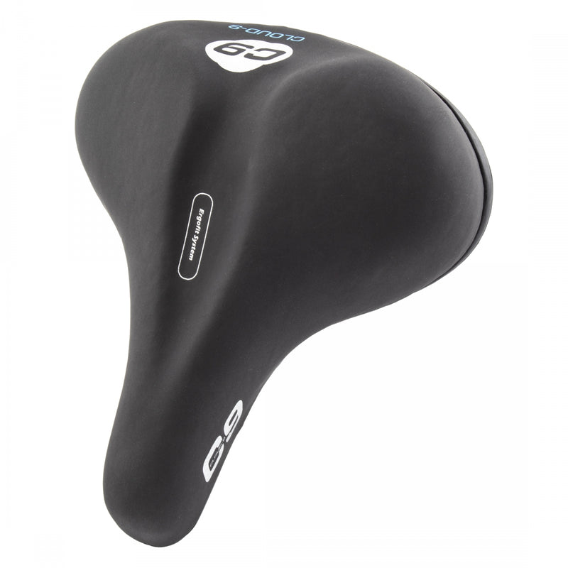 Load image into Gallery viewer, Cloud-9 Ladies Bicycle Comfort Saddle - Black Vinyl Cover Steel Rails
