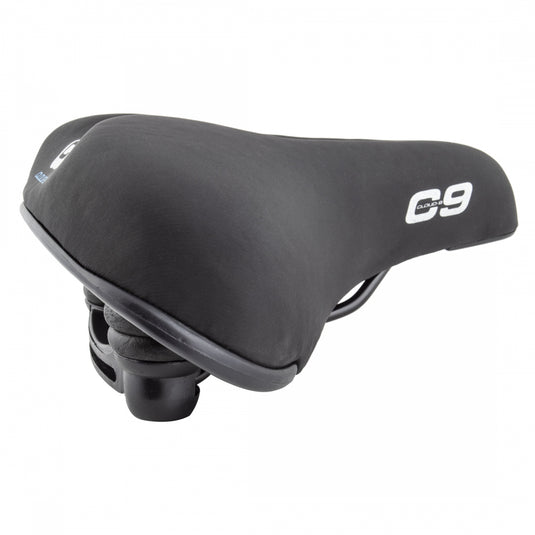 Cloud-9 Ladies Bicycle Comfort Saddle - Black Vinyl Cover Steel Rails